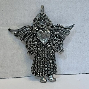 Ángel Cantor con Corazón Vintage Años 90 Marcie EE. UU. Peltre COLGANTE/ORNAMENTO Detallado - Imagen 1 de 12
