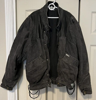 vintage 1980s black denim Leather GUESS georges marciano L USA made marty mcfly - Image 1 of 4