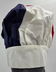 Adjustable Chef's Catering Cooking Hat Off-White with Navy and Red, 2 Count - Picture 1 of 10