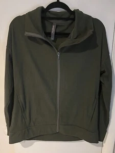 Mondetta Womens Full Zip Fleece Jacket Size Medium Olive Green Cozy Comfort - Picture 1 of 5