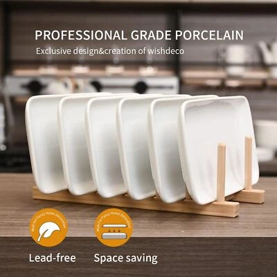 Rectangle Serving Platters Set of 6, White Serving Plates 9 inch/23cm, Small ... - Image 1 of 2