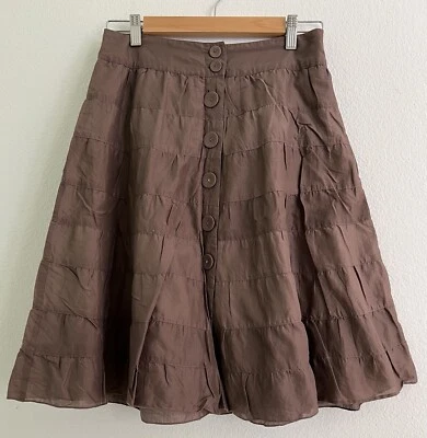 Falda Mossimo Marrón Algodón En Niveles Volantes Botón Frontal Forrada Mujer Talla 2-LEER. Foto 1 de 4