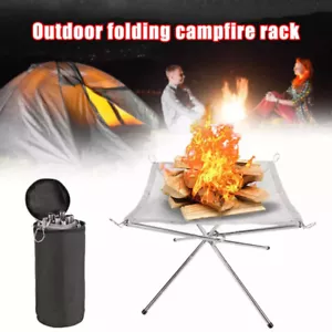UK Folding Portable Fire Pit Mesh Fire Pit Bonfire Stand Outdoor Camping Patio - Picture 1 of 16