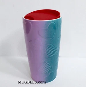 Starbucks Valentine's Day 2023 Blue Pink Ombre Heart Ceramic Tumbler 12oz - Picture 1 of 5