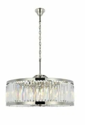 Lámpara de araña de cristal pulido níquel vestíbulo o comedor 10 lámparas 35" Foto 1 de 4