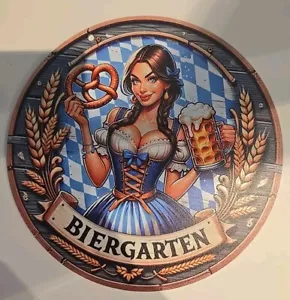 Biergarten Holzschild Cafe Kneipe Bar Garage Wand Deko 19.5x19.5cm zum Aufhängen - Bild 1 von 2