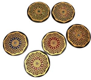 Sottobicchieri Marocchini Artigianali Moreschi Decorativi Taglio Laser Legno Perline Dipinto - Foto 1 di 9