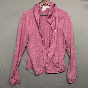 Distressed Victoria's Secret Pink Hoodie Size L/G 170/104A Zip Up Long Sleeve - Picture 1 of 19