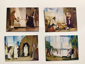 4 Carte Arte Cristiane Religiose Gesù Samaritano Lazzaro Giairo Jorge Cocco - Foto 1 di 2