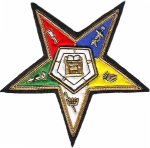 FREIMAURER ORDEN OSTSTERN OES EMBLEM PATCH HANDGESTICKT (ME-055) - Bild 1 von 1