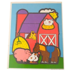 Barnyard Puzzle Little People Fisher Price Jigsaw Cardboard Horse Chick Vintage  - Picture 1 of 13