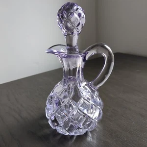 Antique EAPG Heisey Pillows Lavender Depression Glass Cruet w/ Stopper 6" Tall - Picture 1 of 8