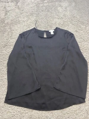 Blusa Gótica Carmen Marc Valvo Top Mujer Mediana Negra Manga Campana Ancha Y2K Fluida Foto 1 de 4