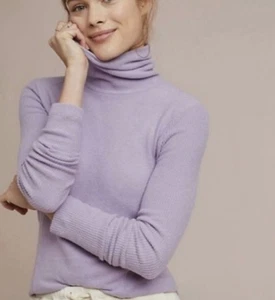 Anthropologie women Brushed Fleece Lilac Turtleneck long sleeve sweater Medium - Picture 1 of 11