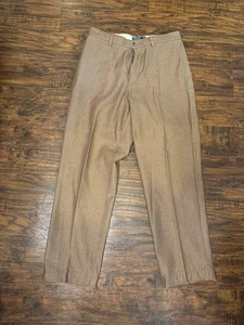 Vintage Polo Ralph Lauren Hose Herren 34x36 Fischgrät Plissee Anzughose braun - Bild 1 von 9