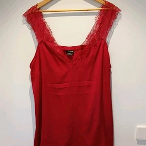 City Chic Size Medium Sexy Red Cami Top Lace Straps Valentine Night Out Ethereal - Picture 1 of 12