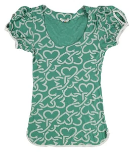 Rebel Yell Womens Hearts Basic T-Shirt, Green, Small - Picture 1 of 2