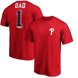 Men's Red Philadelphia Phillies Number One Dad T-Shirt - Picture 1 of 3