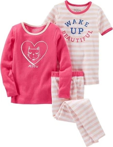OshKosh B'Gosh Kind Mädchen 3-teiliges eng anliegendes Baumwoll-Pyjama-Set Größe 8, 10, 12 - Bild 1 von 1