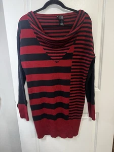 Bisou Bisou Fitted Sweater Size XL Red With Black Stripes - Picture 1 of 7