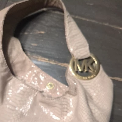 Michael Kors Snake Embossed Leather Tote Bag Beige - Image 1 of 4