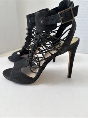 Vince Camuto Womens Size 9M Black VC-FOSSEL Lace Up Stiletto Heels Sandals NEW - Image 1 of 4