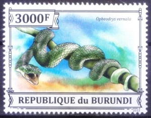 Burundi 2013 postfrisch, Schlangen, Reptilien, glatte grüne Schlange    - Bild 1 von 1