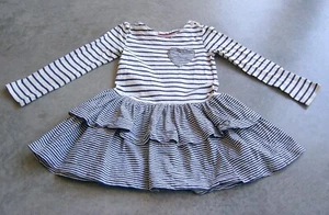 MINI BODEN GIRLS WHITE WITH NAVY STRIPES COTTON JERSEY DRESS SZ 3 - Picture 1 of 2