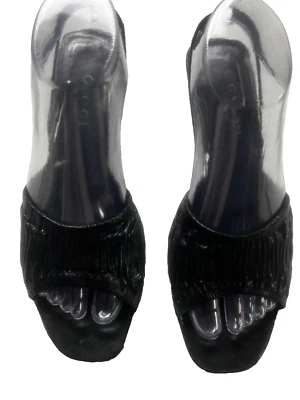 Vintage Gucci Black Leather Slingback Sandal  Heels Shoes Size 8B - Image 1 of 4