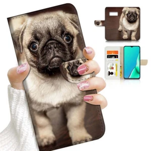 ( For Samsung S10e ) Wallet Flip Case Cover AJ23168 Pug Puppy Dog - Photo 1 sur 8