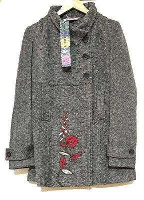 BNWT Smash Barcelona Bebop Wool Blend coat Brown Red White Floral Size M / L - Image 1 of 4