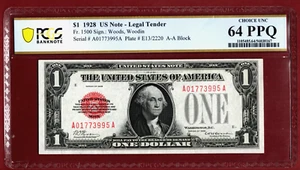 1928๐ฒ1 ๐ LEGAL TENDER RED SEAL ๐ Fr - 1500 ๐จ PCGS 64 PPQ - Picture 1 of 5