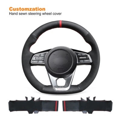Cubierta de volante de coche personalizada cosida a mano hágalo usted mismo para Kia Forte Optima 2019-2022 Foto 1 de 4