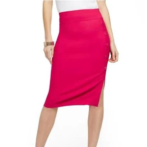 NY&Co Whitney High Waist Pull On Pencil Skirt Button Accent 7th Avenue Magenta M - Bild 1 von 7