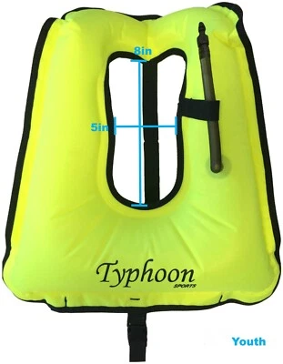 Clearance Snorkel Vest Youth Inflatable Snorkeling High Viz Yellow Kids Boy Girl - Image 1 of 2