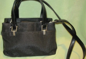 Crazy Horse by Liz Claiborne Black Fabric PVC Trim Hand/Shoulder BAG Purse NWOT - Picture 1 of 8