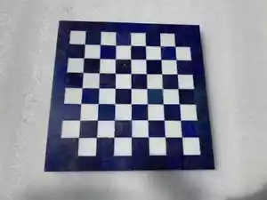 Lapis Lazuli Chess Board – Unique Handcrafted White & Blue Marble Chess Set - Picture 1 of 12