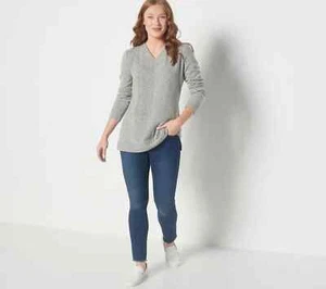 Denim & Co. Comfort Zone Plush Knit Regular V-Neck Tunic Womens New A453555 QVC - Picture 1 of 7