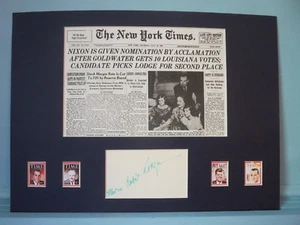 Richard Nixon 1960 nominiert & Running Mate Henry Cabot Lodge Autogramm - Bild 1 von 2