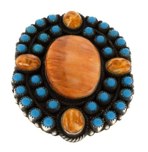 7 - Orange Stachelige Auster & Dornring Beauty Türkis Statement Ring - Bild 1 von 5
