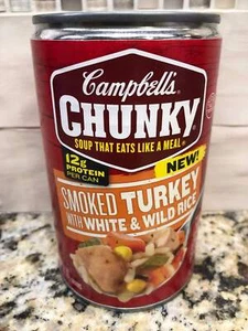 12 Campbell's CHUNKY Smoked Turkey w/ White & Wild Rice Soup 18.6 oz Cans - Picture 1 of 4