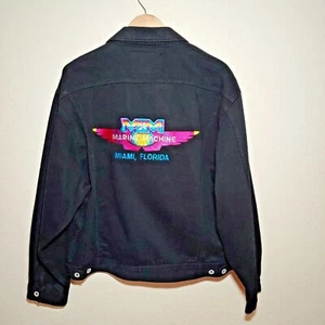 Marine Machine Embroidered Custom Denim Jacket Size Medium - Picture 1 of 12