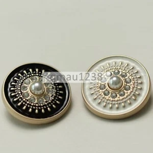 6x 18MM-25MM METAL PEARL RHINESTONE SHANK BUTTONS BOHO CLOTHING COAT SEW CRAFT - Picture 1 of 8