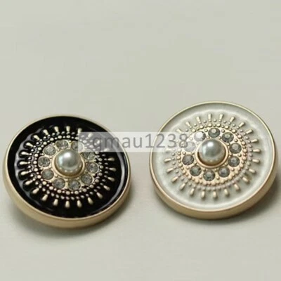 6x 18MM-25MM METAL PEARL RHINESTONE SHANK BUTTONS BOHO CLOTHING COAT SEW CRAFT - Image 1 of 4