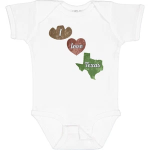 Inktastic I Love Texas Baby Bodysuit State Cow Boy Heart Pride Lover Girl Rodeo - Picture 1 of 10