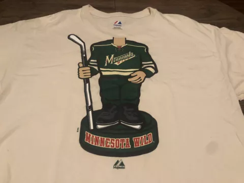 Minnesota Wild NHL Hockey Bobblehead Cosume Style XL Off White Cream T Shirt Cover