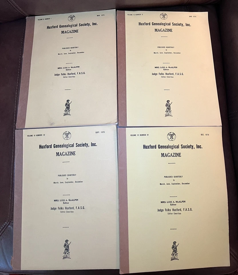 1979 Huxford Wiregrass Genealogical Society Magazines Set Of All 4 Volumes - Image 1 of 1