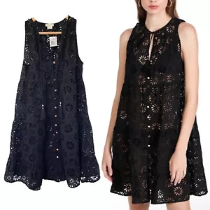 Mini Vestido Shoshanna Virgo Corte Láser Talla XS Negro Ojales Natación Cubrir Playa - Imagen 1 de 6