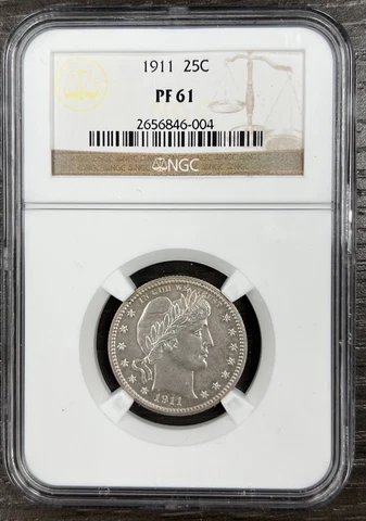 1911 US Silver Proof Barber Quarter NGC PF61 Cover