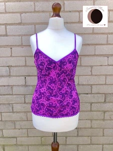 Women's Vintage 1999 Pre-loved Camisole Vest Monsoon Purple Paisley Size UK 8 - Picture 1 of 10